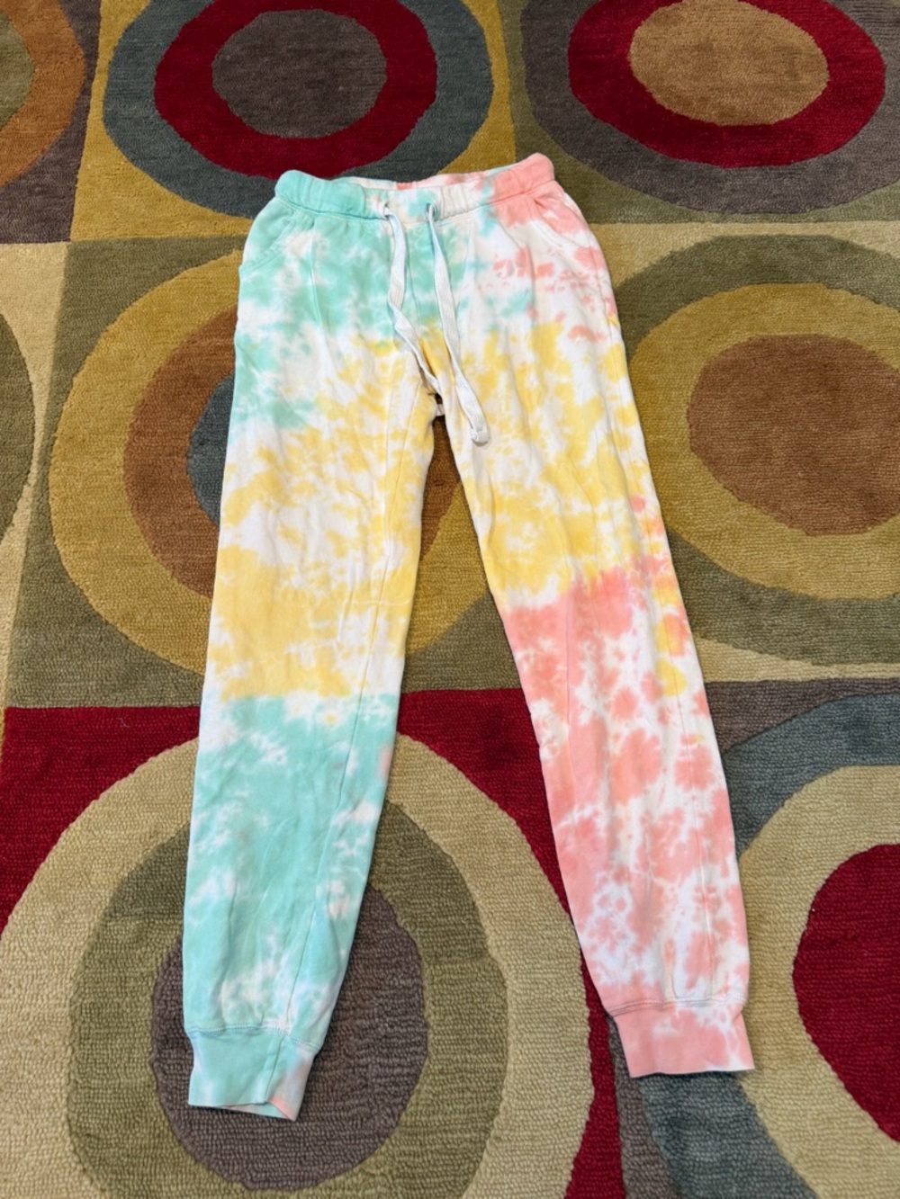 Love Vintage Tie Dye Colorful Jogger Pants Sweatpants Junior’s Size Large